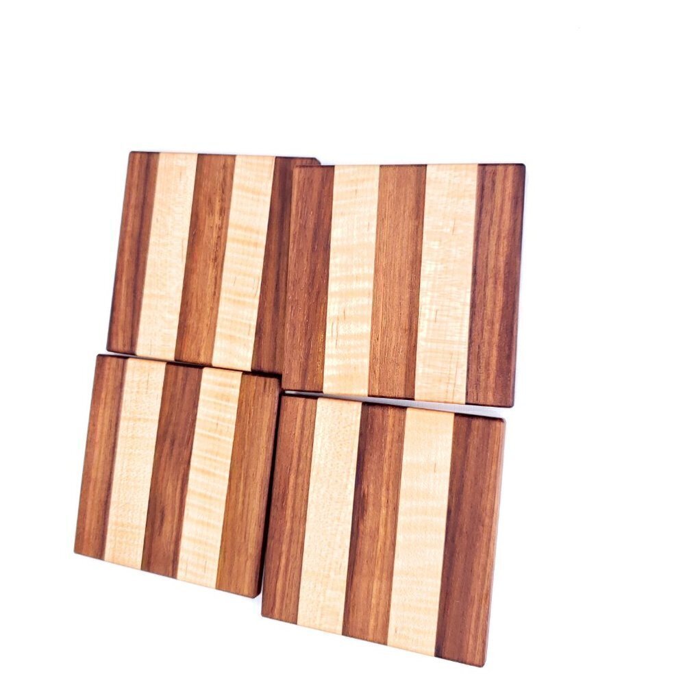 Handmade oak and maple coasters set of 4 - Picture 2 of 4
